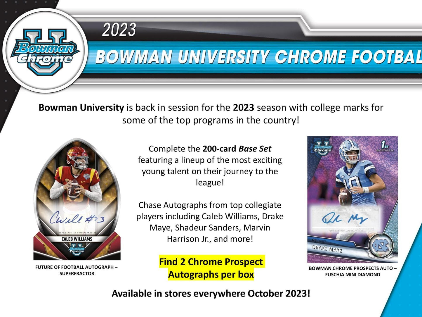 2023 Bowman Chrome University Football Breakers Delight - Columbia Hobby - Sports Card Boxes - Toploaders - Card Savers