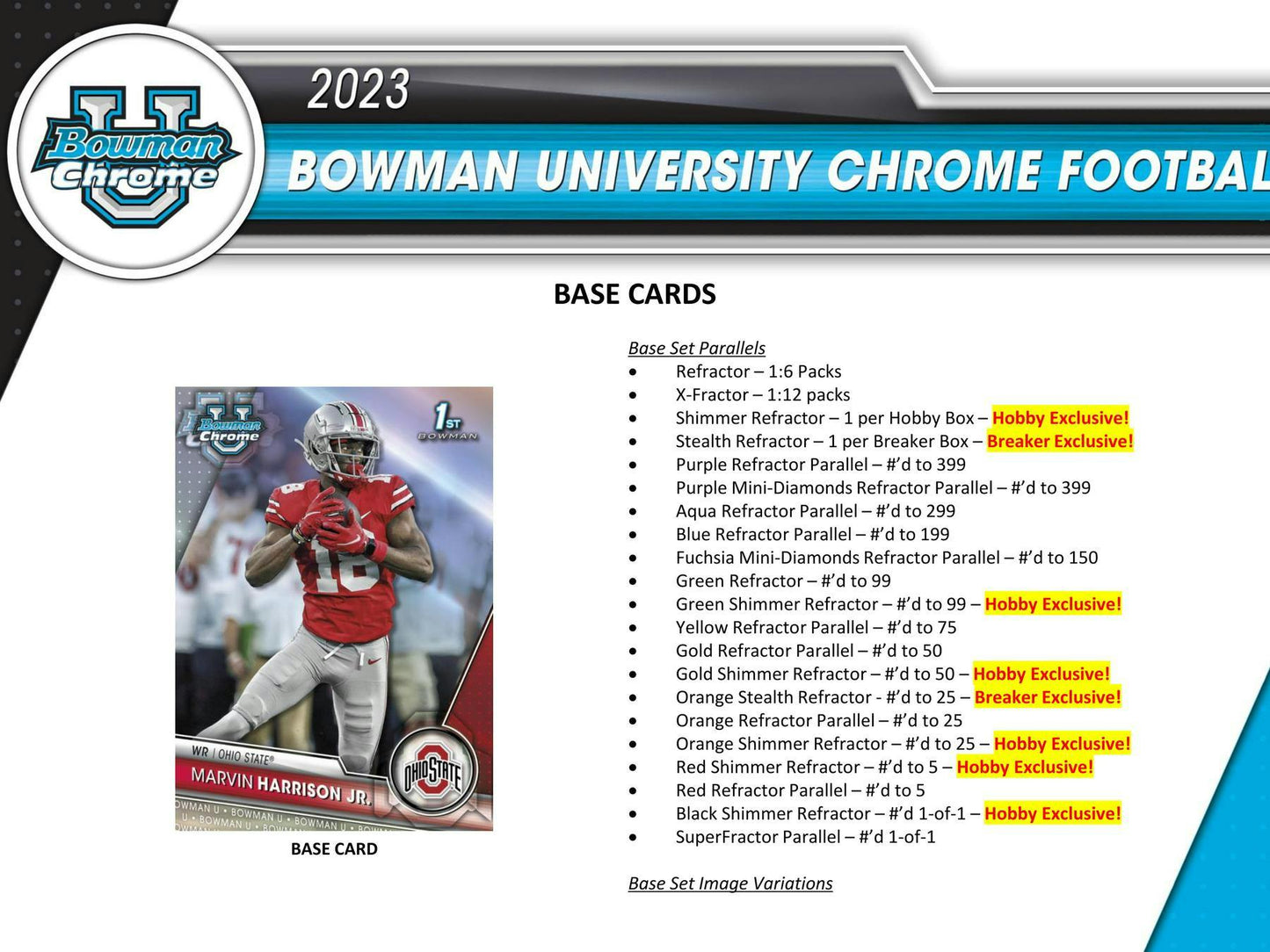 2023 Bowman Chrome University Football Breakers Delight - Columbia Hobby - Sports Card Boxes - Toploaders - Card Savers