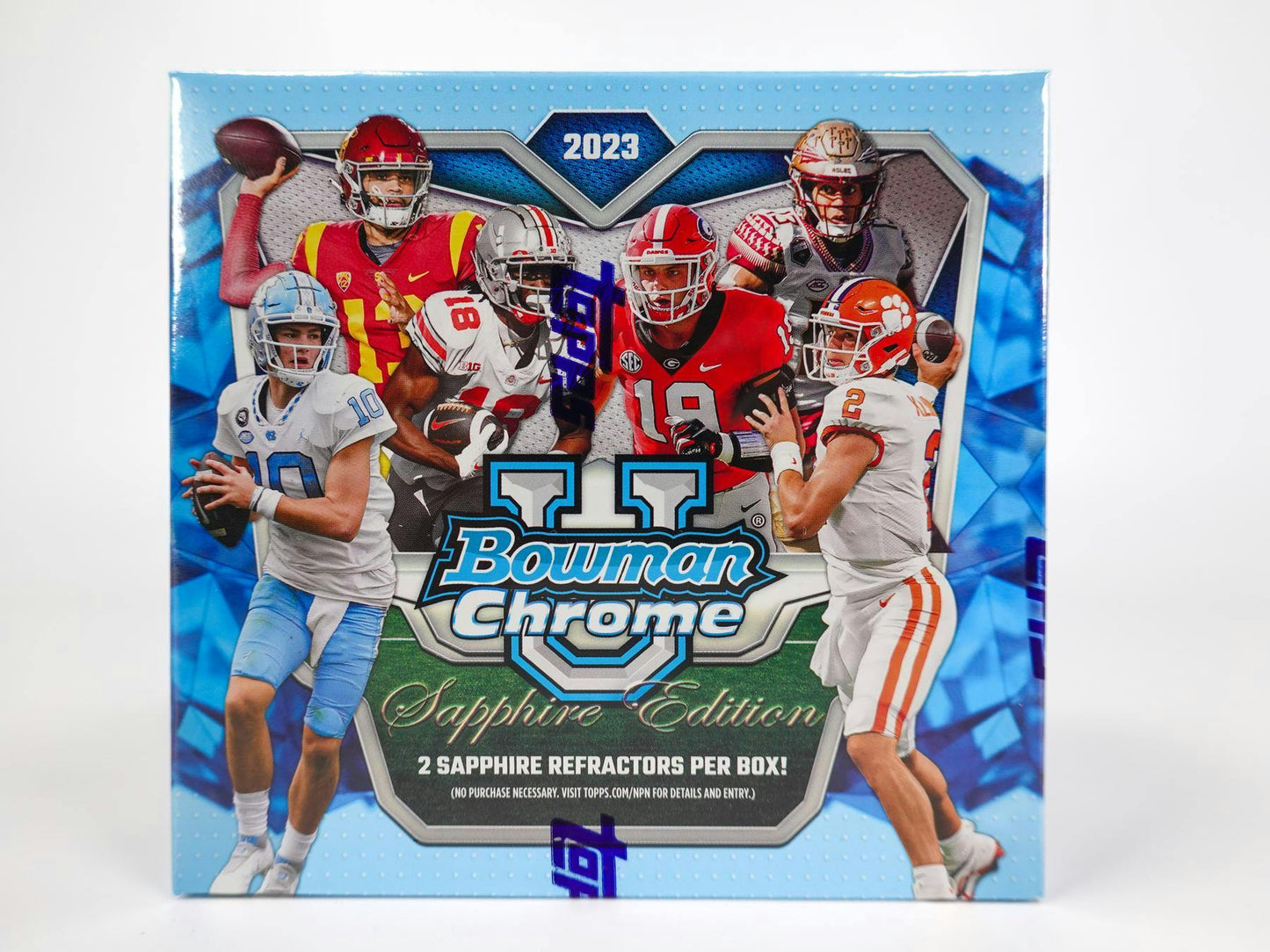 2023 Bowman University Chrome Football Sapphire Edition Hobby Box - Columbia Hobby - Sports Card Boxes - Toploaders - Card Savers