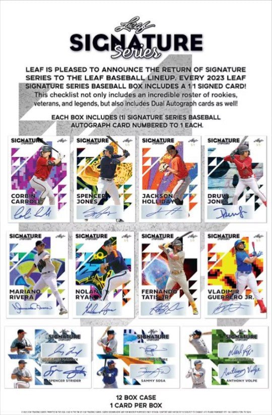 2023 Leaf Signature Series Baseball Hobby Box - Columbia Hobby - Sports Card Boxes - Toploaders - Card Savers