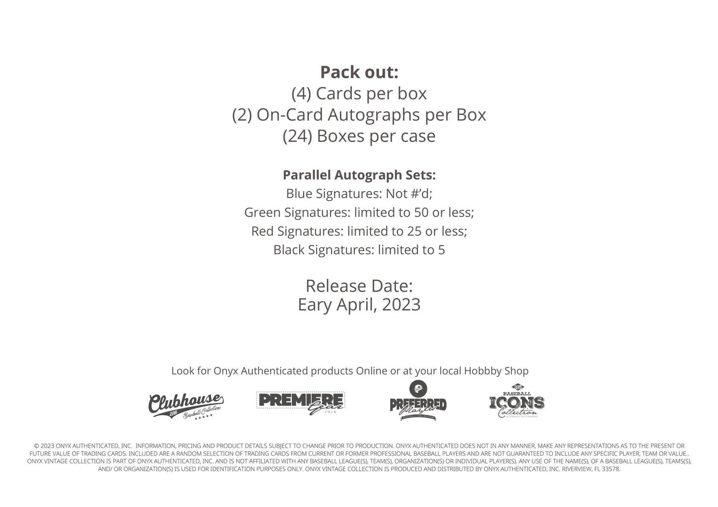 2023 Onyx Authenticated Vintage Baseball Box - Columbia Hobby - Sports Card Boxes - Toploaders - Card Savers