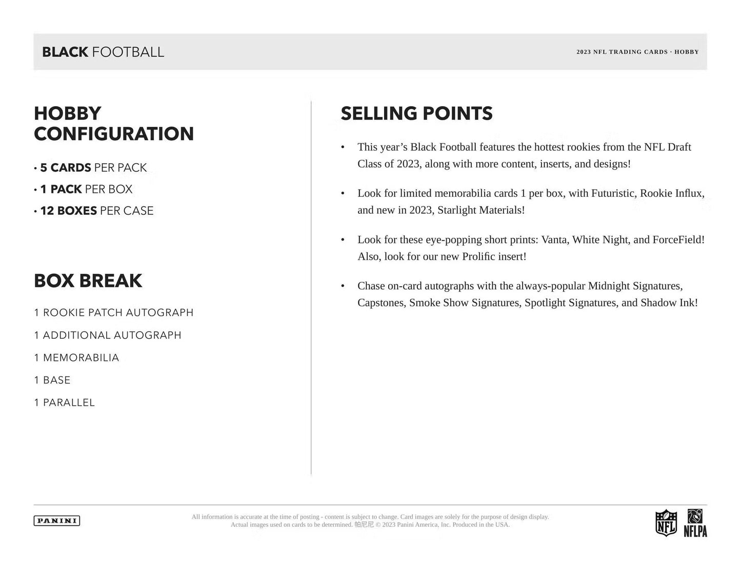 2023 Panini Black Football Hobby Box - Columbia Hobby - Sports Card Boxes - Toploaders - Card Savers