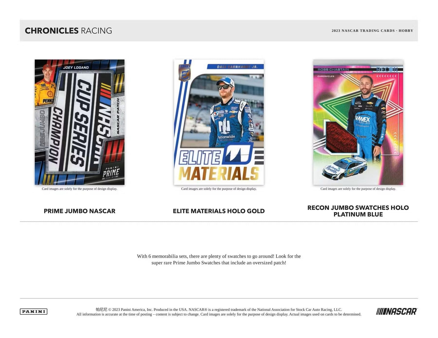 2023 Panini Chronicles Racing Hobby Box - Columbia Hobby - Sports Card Boxes - Toploaders - Card Savers
