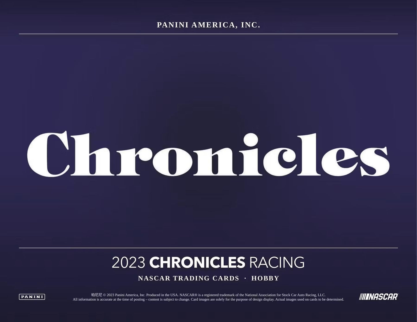 2023 Panini Chronicles Racing Hobby Box - Columbia Hobby - Sports Card Boxes - Toploaders - Card Savers