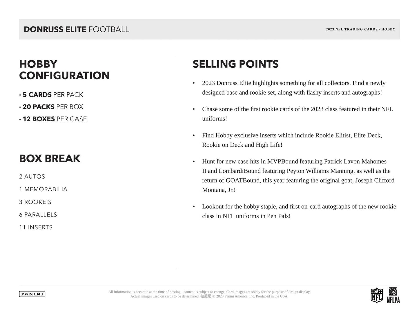 2023 Panini Donruss Elite NFL Football Hobby Box - Columbia Hobby - Sports Card Boxes - Toploaders - Card Savers