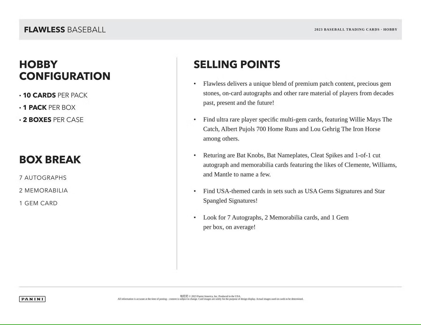 2023 Panini Flawless Baseball Hobby Box - Columbia Hobby - Sports Card Boxes - Toploaders - Card Savers