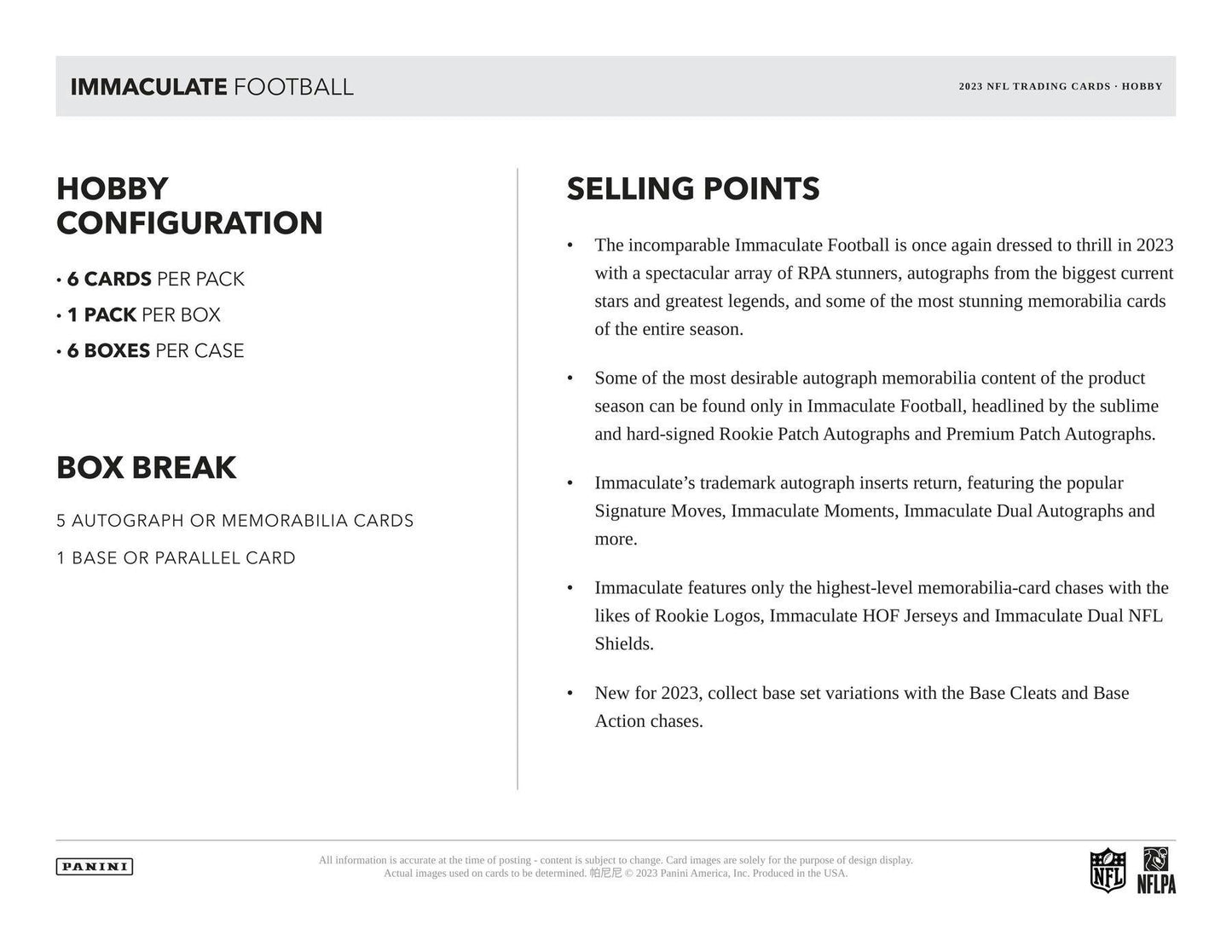 2023 Panini Immaculate Football Hobby Box - Columbia Hobby - Sports Card Boxes - Toploaders - Card Savers