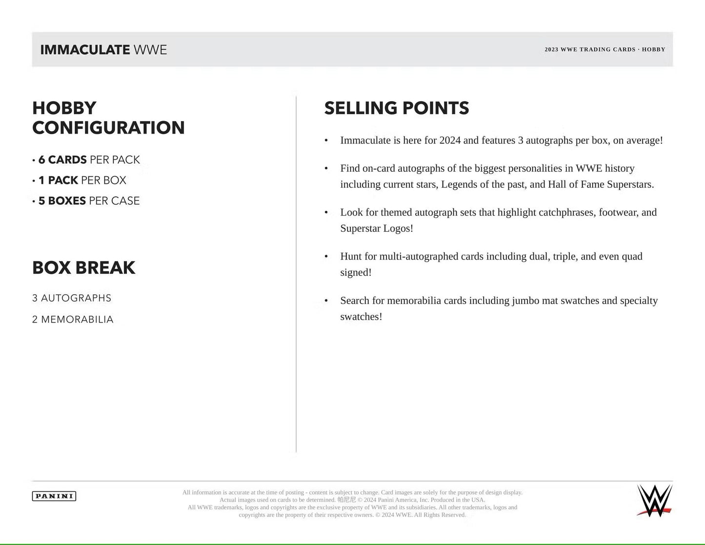 2023 Panini Immaculate WWE Wrestling Hobby Box - Columbia Hobby - Sports Card Boxes - Toploaders - Card Savers