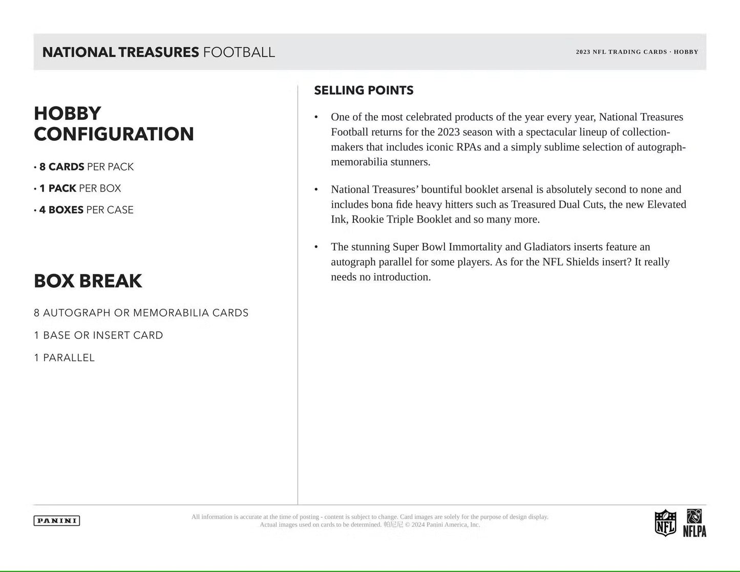 2023 Panini National Treasures Football Hobby Box - Columbia Hobby - Sports Card Boxes - Toploaders - Card Savers