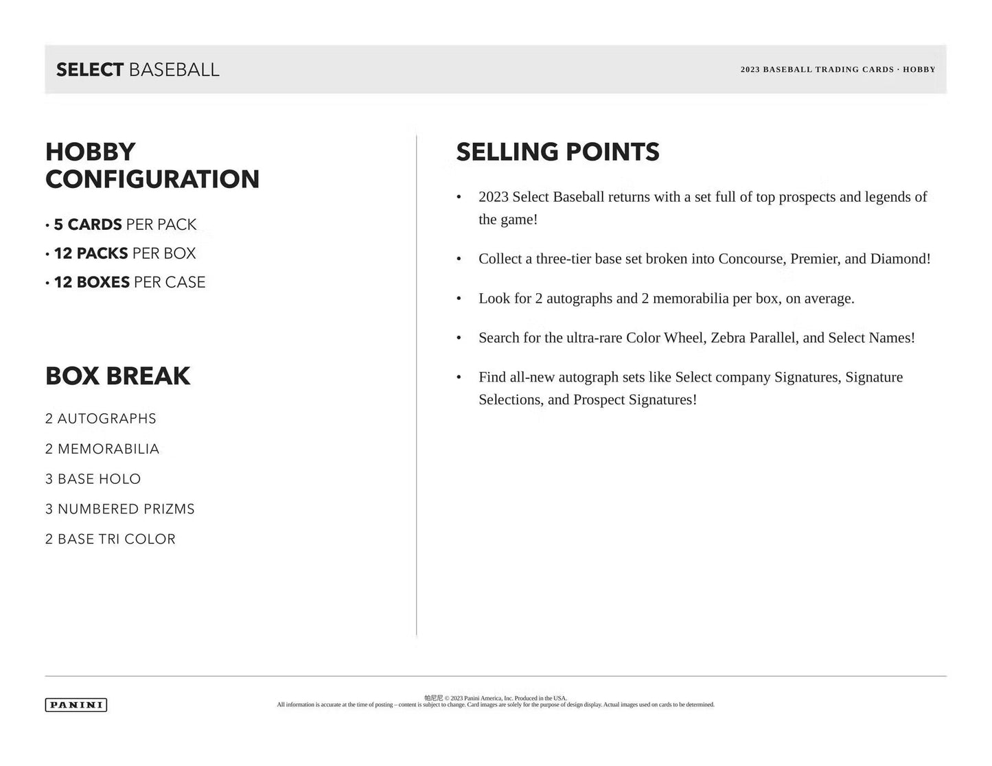 2023 Panini Select Baseball Hobby Box - Columbia Hobby - Sports Card Boxes - Toploaders - Card Savers