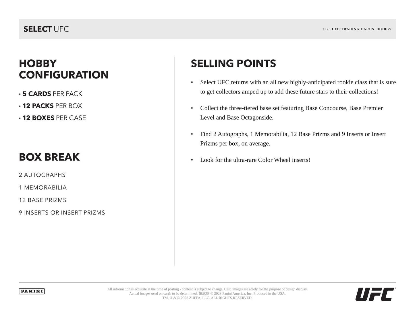 2023 Panini Select UFC Hobby Box - Columbia Hobby - Sports Card Boxes - Toploaders - Card Savers