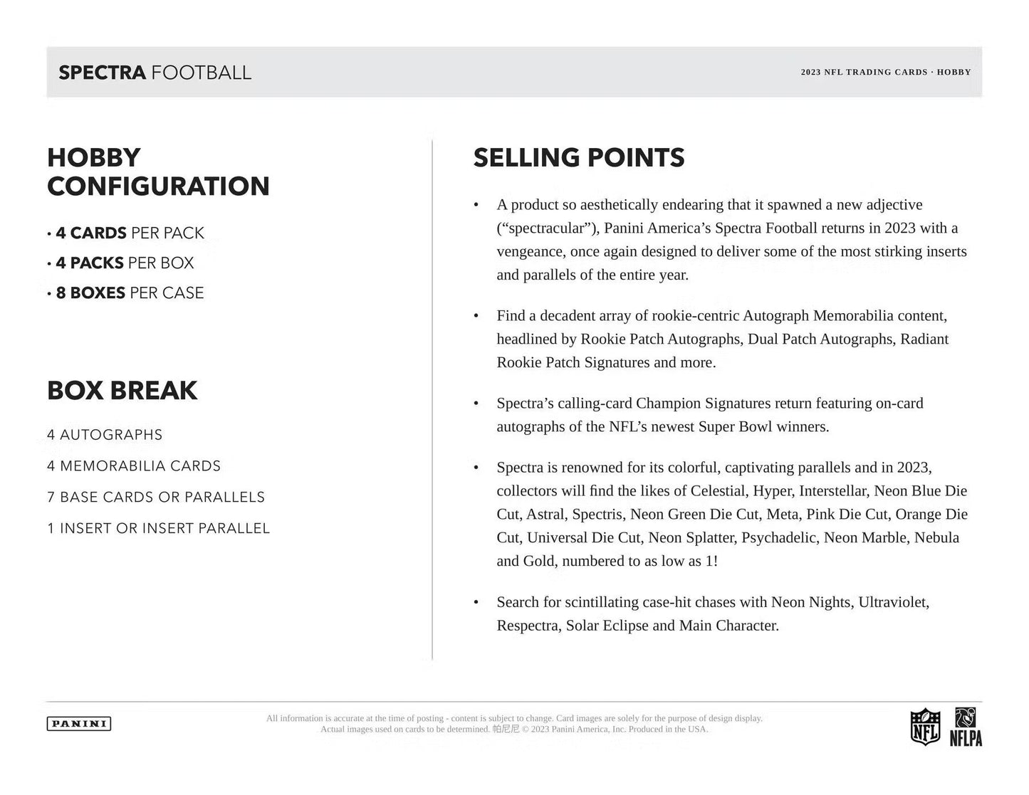 2023 Panini Spectra Football Hobby Box - Columbia Hobby - Sports Card Boxes - Toploaders - Card Savers