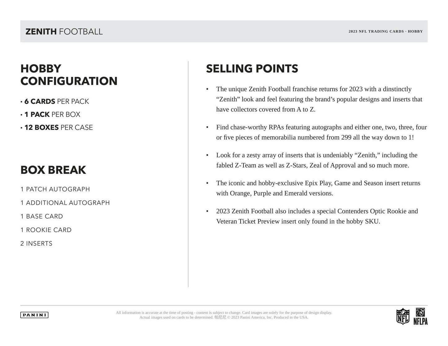 2023 Panini Zenith Football Hobby Box - Columbia Hobby - Sports Card Boxes - Toploaders - Card Savers