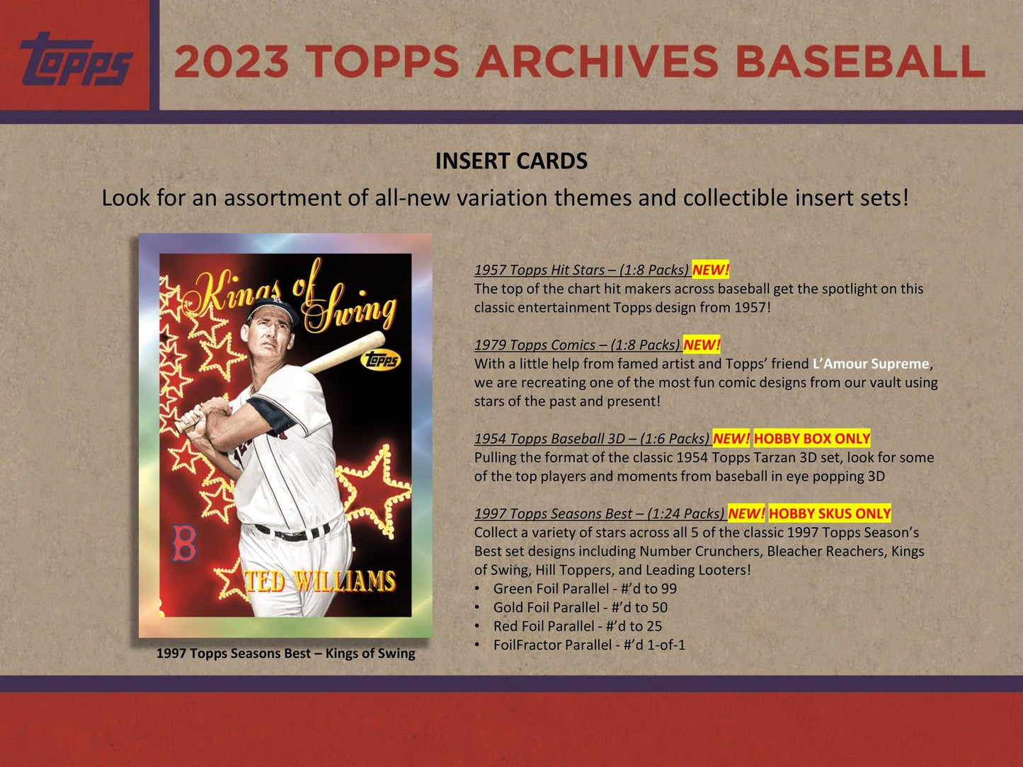2023 Topps Archives Baseball Hobby Box - Columbia Hobby - Sports Card Boxes - Toploaders - Card Savers
