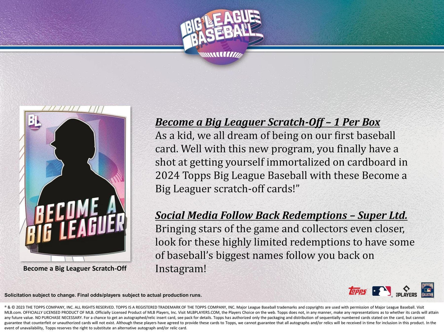 2023 Topps Big League Baseball Hobby Box - Columbia Hobby - Sports Card Boxes - Toploaders - Card Savers