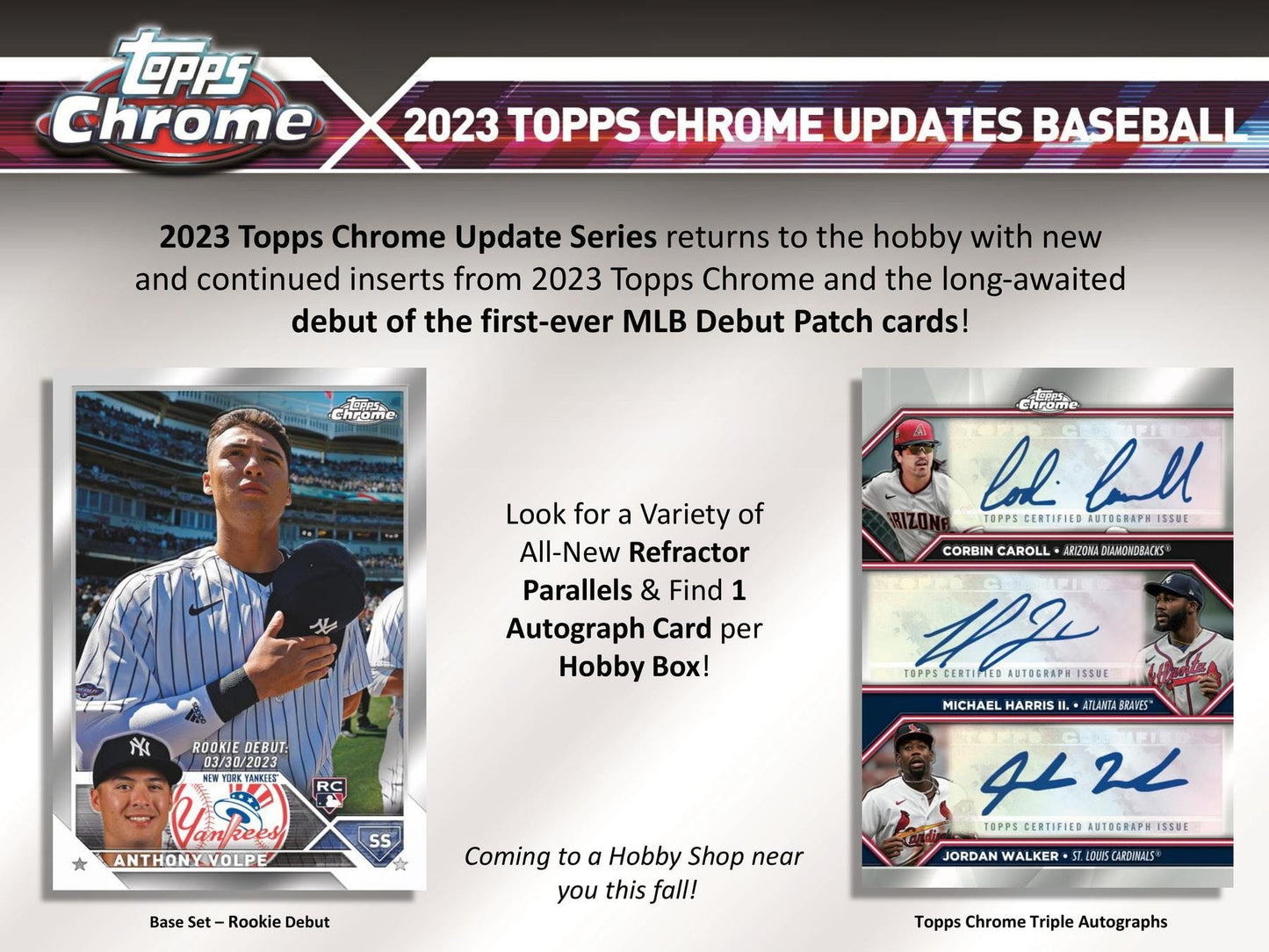 2023 Topps Chrome Update Series Baseball Hobby Box - Columbia Hobby - Sports Card Boxes - Toploaders - Card Savers