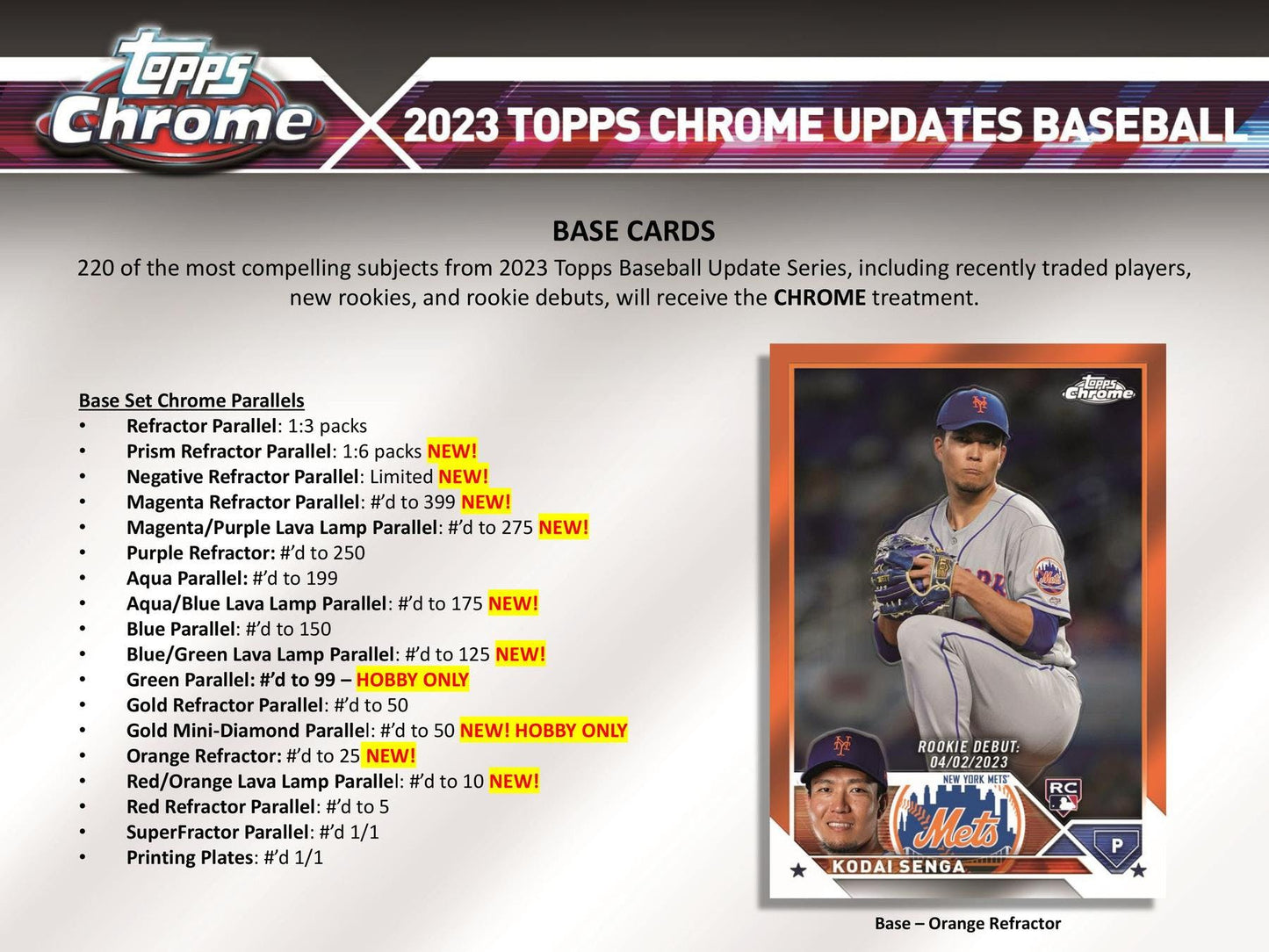 2023 Topps Chrome Update Series Baseball Hobby Box - Columbia Hobby - Sports Card Boxes - Toploaders - Card Savers