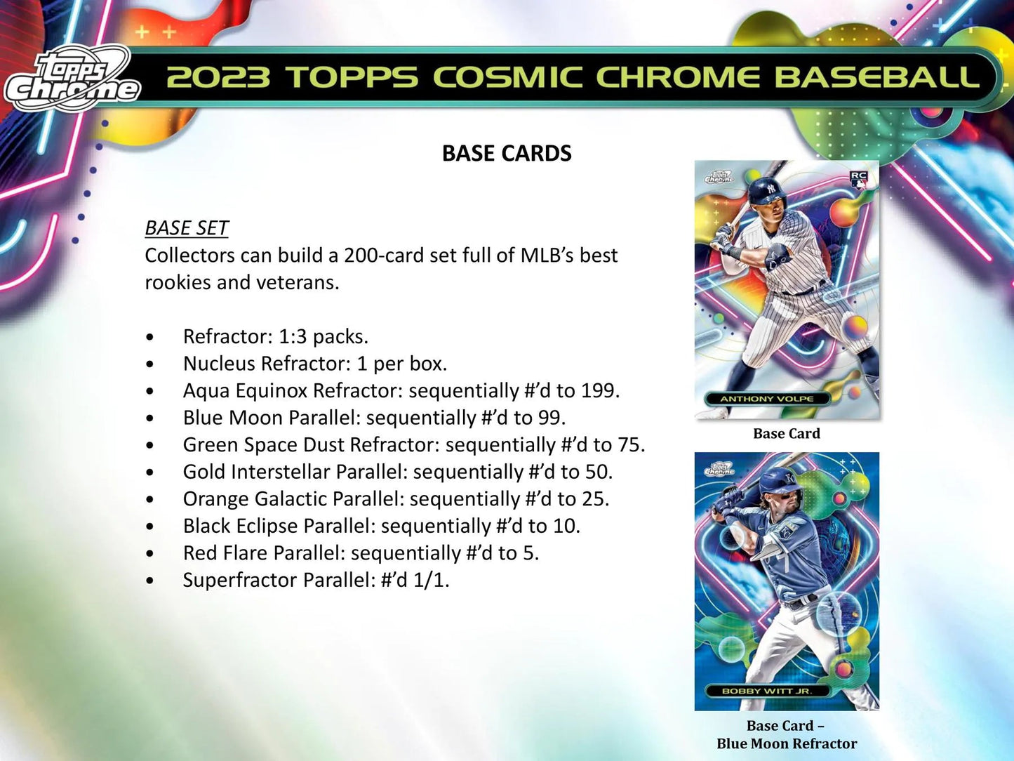2023 Topps Cosmic Chrome Baseball Hobby Box - Columbia Hobby - Sports Card Boxes - Toploaders - Card Savers
