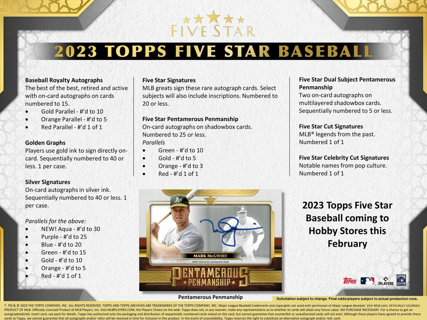 2023 Topps Five Star Baseball Hobby Box - Columbia Hobby - Sports Card Boxes - Toploaders - Card Savers
