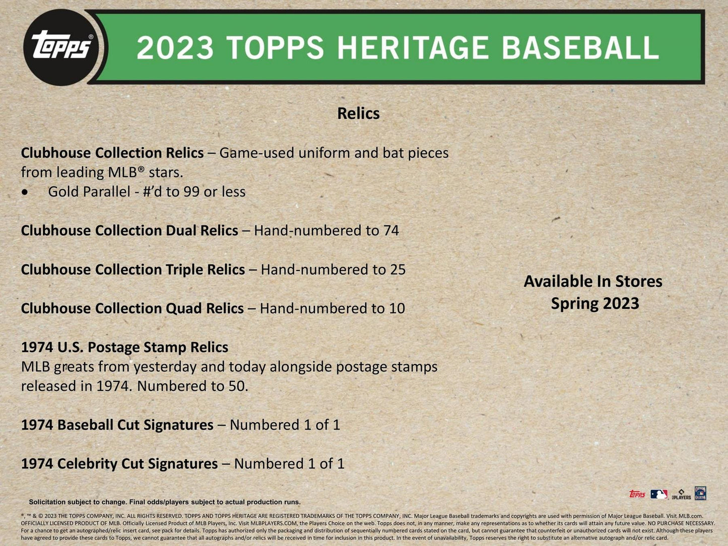 2023 Topps Heritage Baseball Blaster Box - Columbia Hobby - Sports Card Boxes - Toploaders - Card Savers