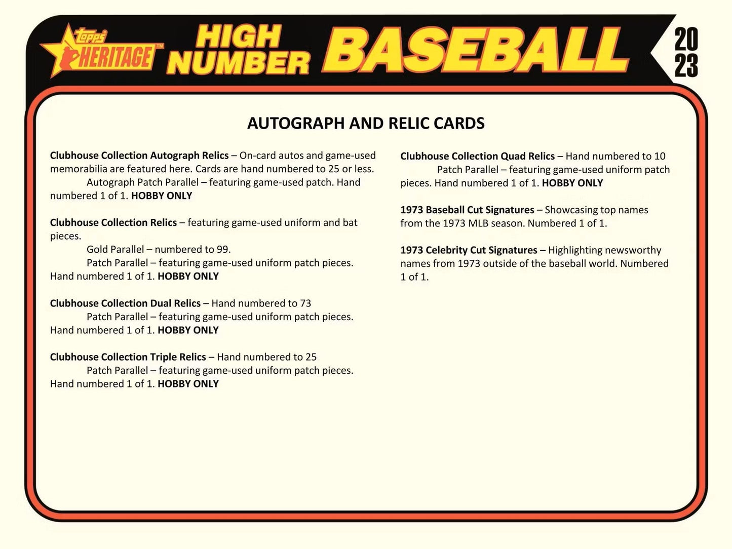 2023 Topps Heritage High Number Baseball Hobby Box - Columbia Hobby - Sports Card Boxes - Toploaders - Card Savers