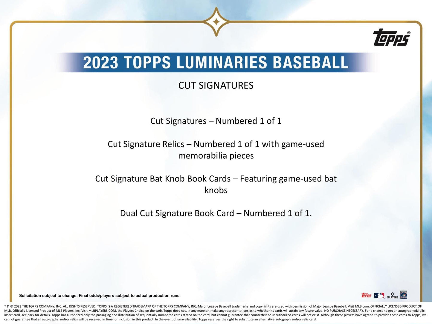2023 Topps Luminaries Baseball Hobby Box - Columbia Hobby - Sports Card Boxes - Toploaders - Card Savers