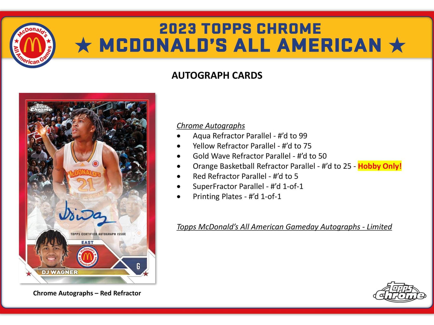 2023 Topps McDonald's All American Chrome Basketball Hobby Box - Columbia Hobby - Sports Card Boxes - Toploaders - Card Savers