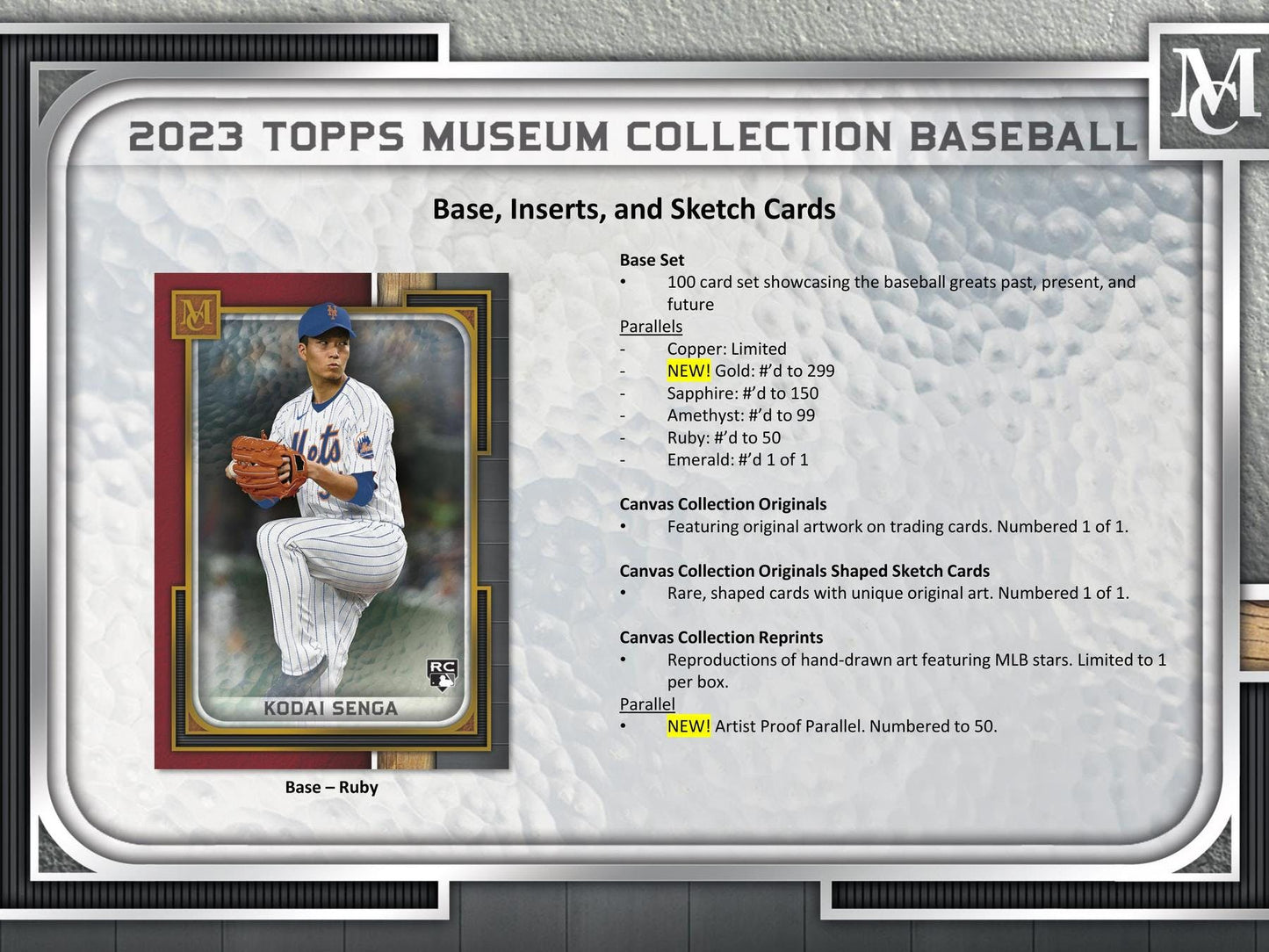 2023 Topps Museum Collection Baseball Hobby Box - Columbia Hobby - Sports Card Boxes - Toploaders - Card Savers