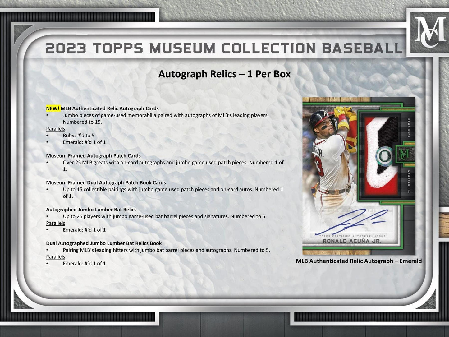 2023 Topps Museum Collection Baseball Hobby Box - Columbia Hobby - Sports Card Boxes - Toploaders - Card Savers