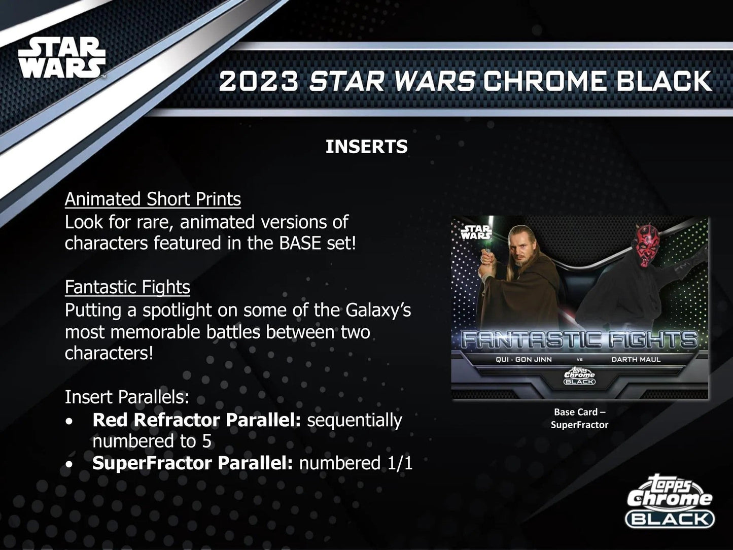 2023 Topps Star Wars Chrome Black Hobby Box - Columbia Hobby - Sports Card Boxes - Toploaders - Card Savers