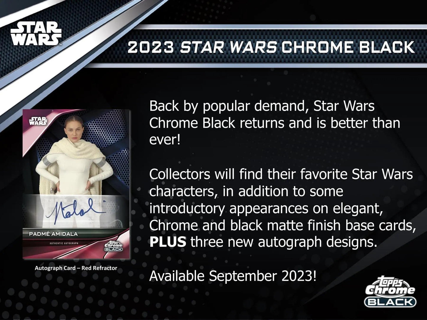 2023 Topps Star Wars Chrome Black Hobby Box - Columbia Hobby - Sports Card Boxes - Toploaders - Card Savers