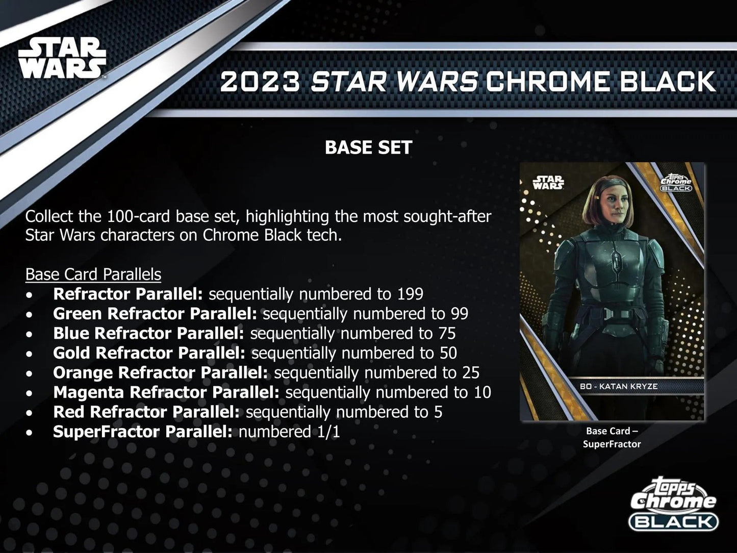 2023 Topps Star Wars Chrome Black Hobby Box - Columbia Hobby - Sports Card Boxes - Toploaders - Card Savers