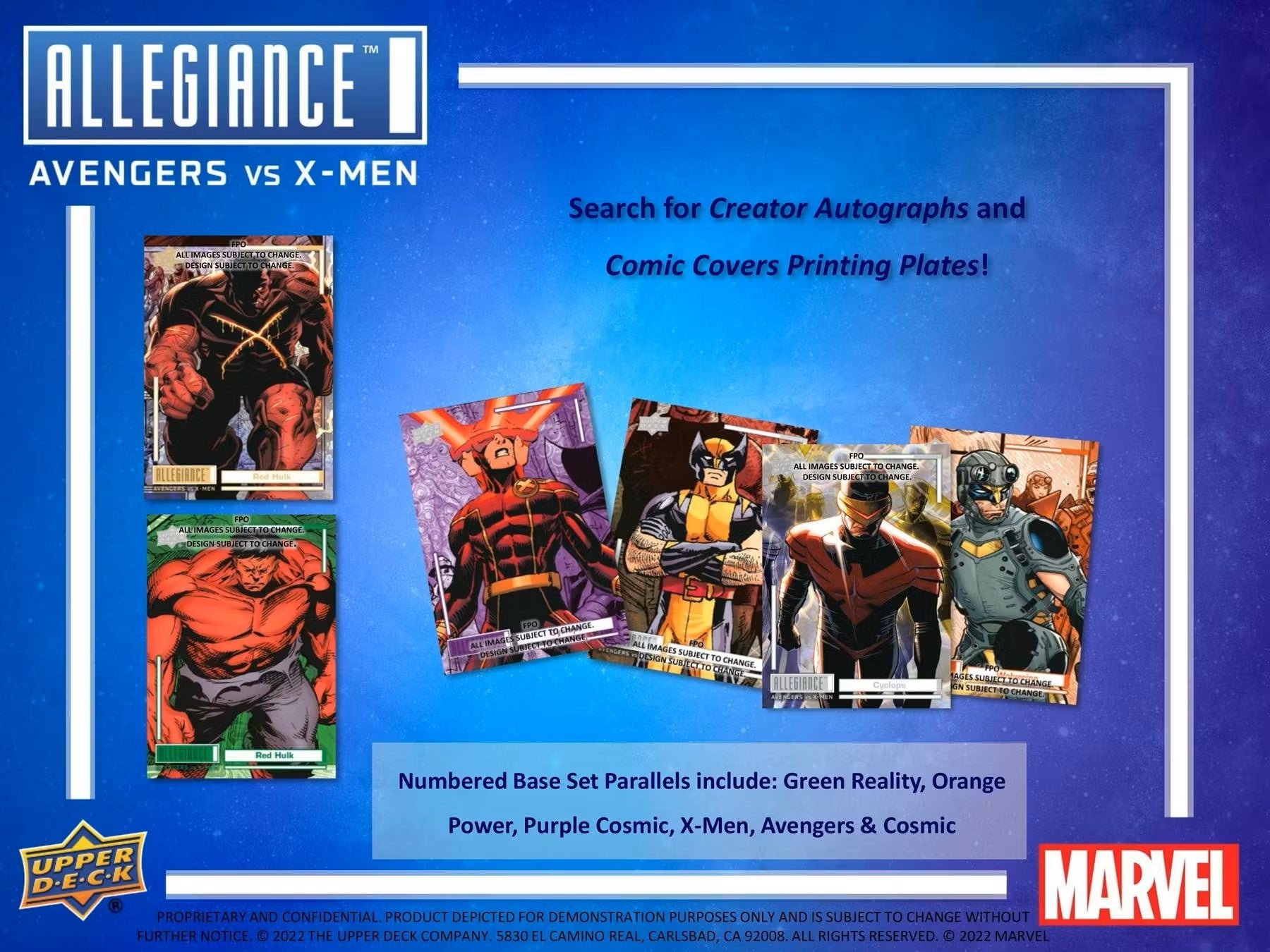 2023 Upper Deck Marvel Allegiance: Avengers VS X - Men Hobby Box - Columbia Hobby - Sports Card Boxes - Toploaders - Card Savers
