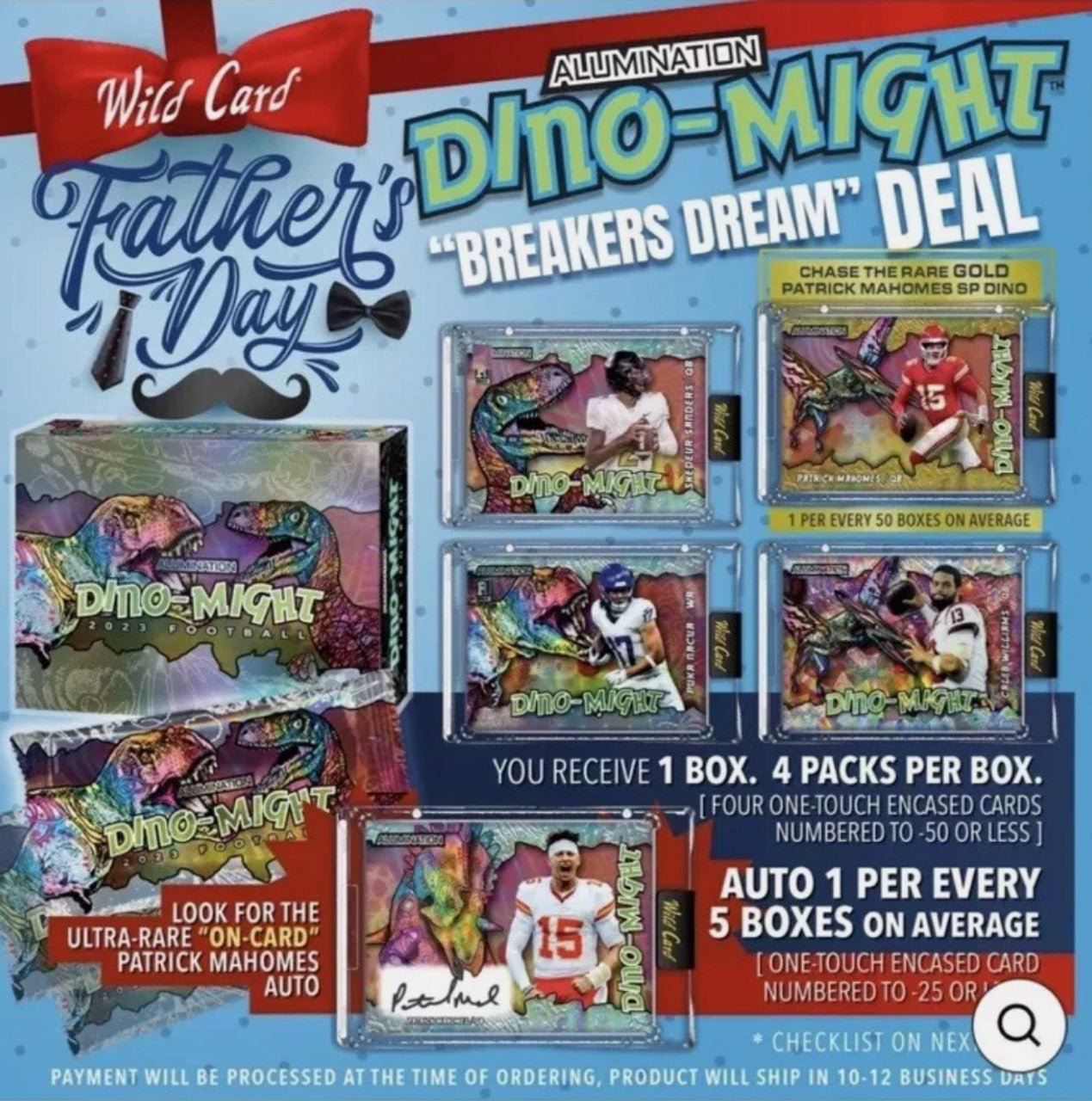2023 Wild Card Alumination Dino - Might Football Hobby Box - Columbia Hobby - Sports Card Boxes - Toploaders - Card Savers