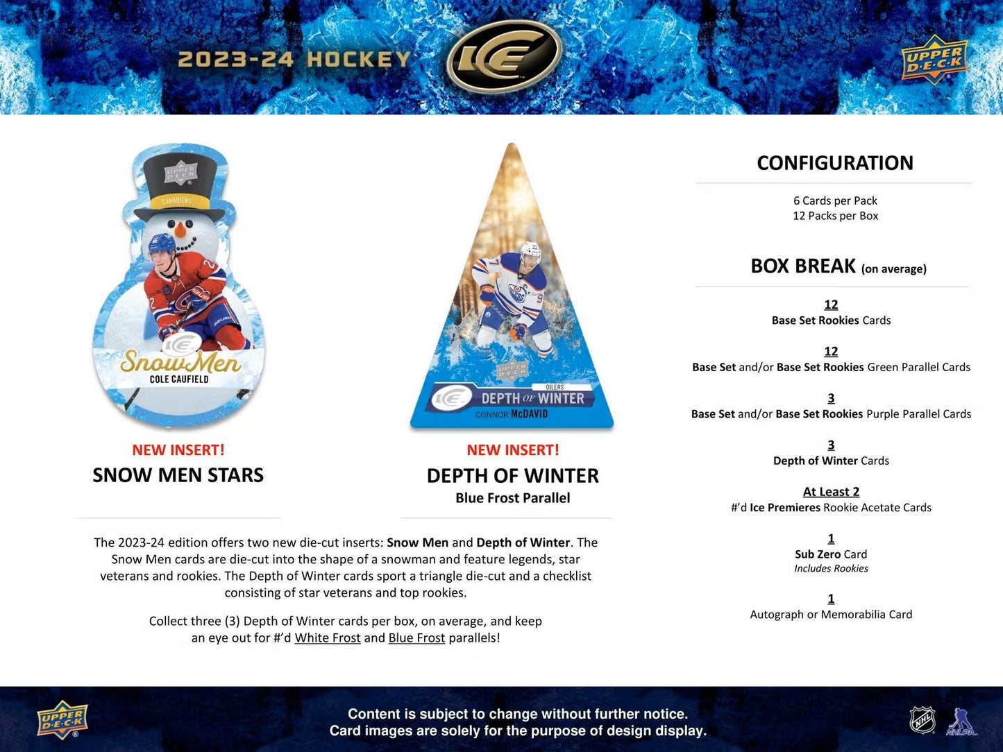 2023/24 Upper Deck Ice Hockey Hobby Box - Columbia Hobby - Sports Card Boxes - Toploaders - Card Savers