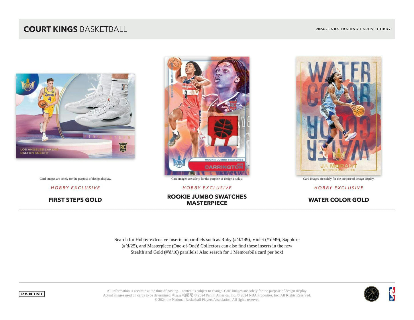 2024 - 25 Panini Court Kings Basketball Hobby Box - Columbia Hobby - Sports Card Boxes - Toploaders - Card Savers