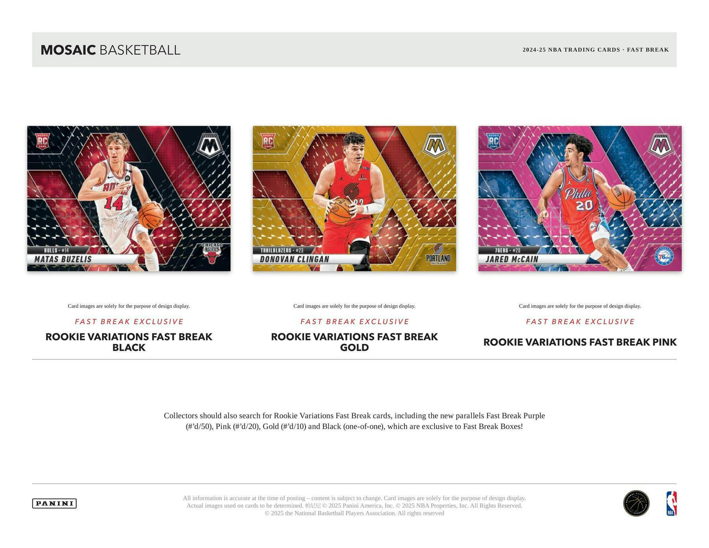 2024 - 25 Panini Mosaic Basketball Fast Break Box | Columbia Sports Cards - Columbia Hobby - Sports Card Boxes - Toploaders - Card Savers