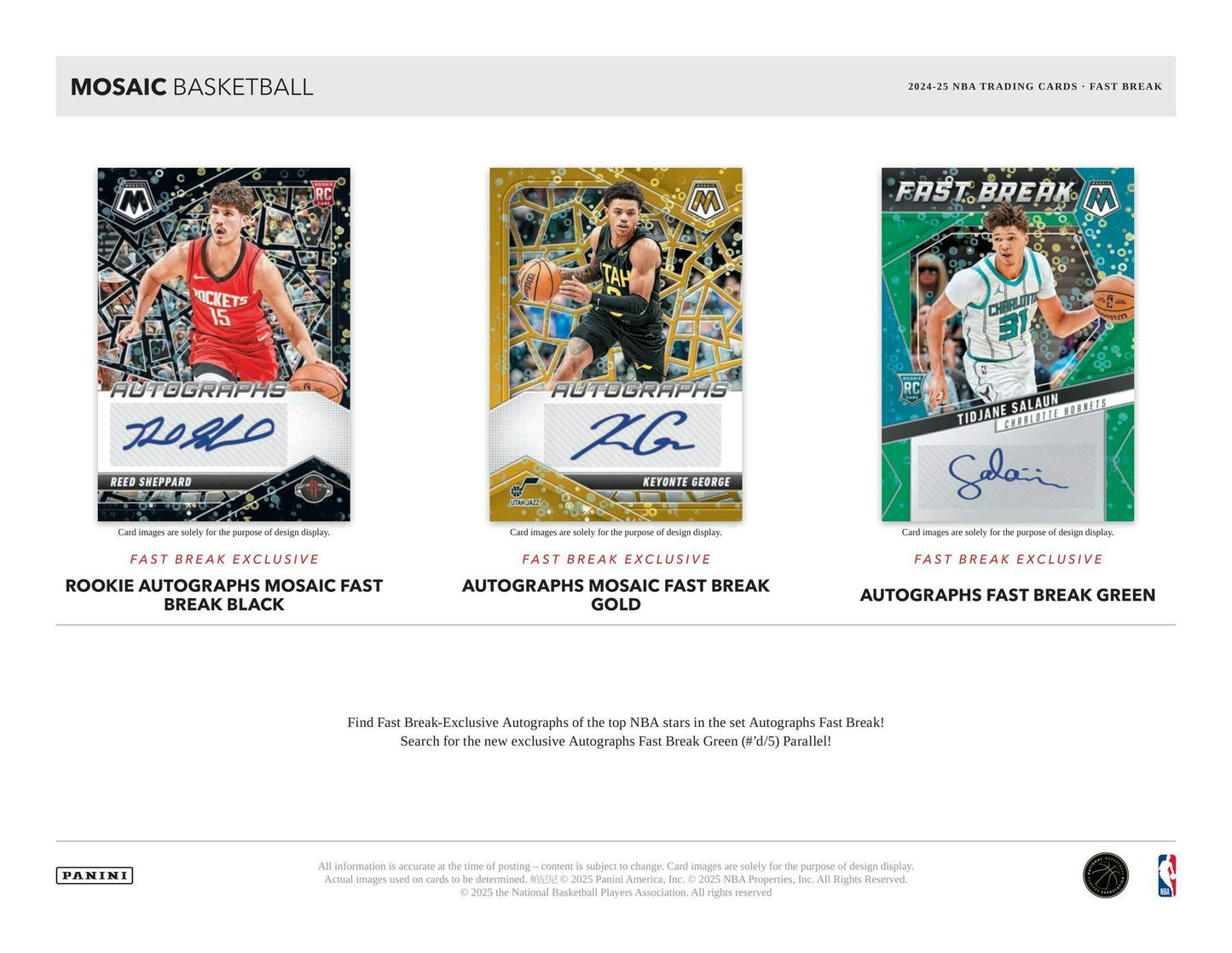 2024 - 25 Panini Mosaic Basketball Fast Break Box | Columbia Sports Cards - Columbia Hobby - Sports Card Boxes - Toploaders - Card Savers