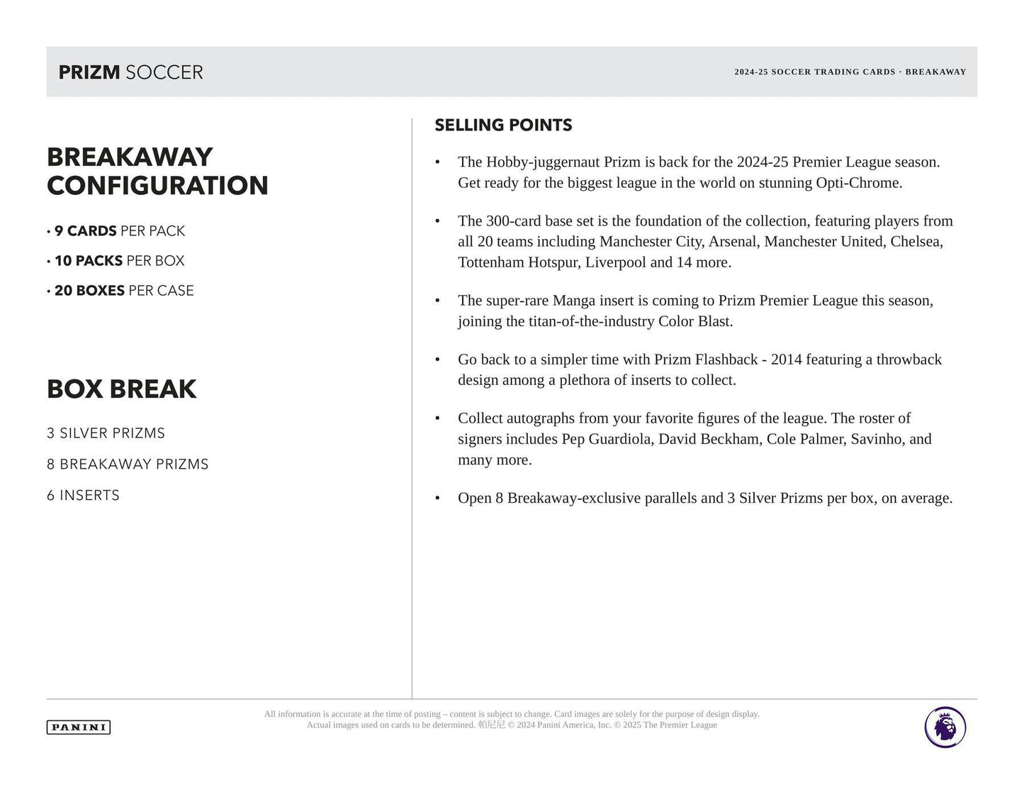 2024 - 25 Panini Prizm Premier League EPL Soccer Breakaway Box - Columbia Hobby - Sports Card Boxes - Toploaders - Card Savers