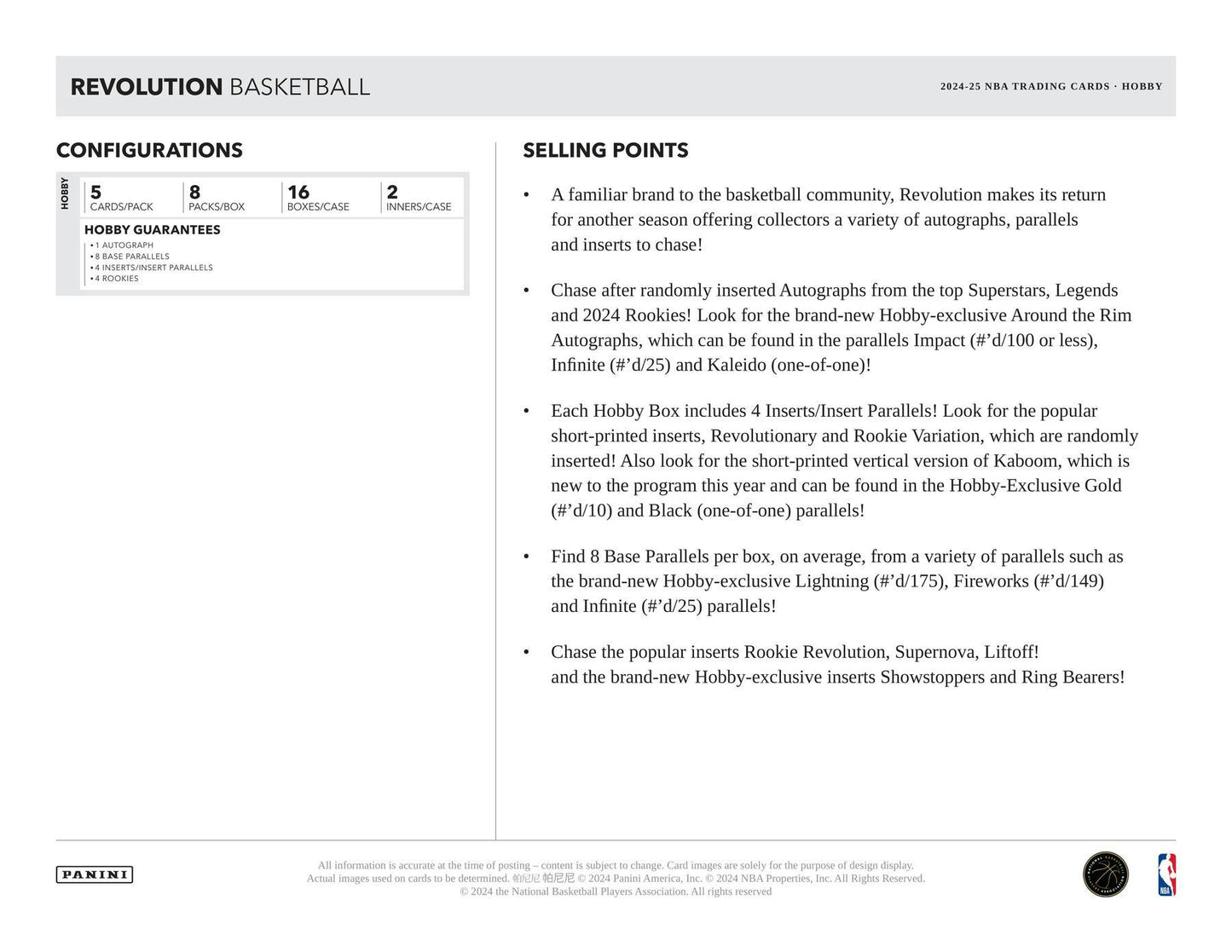 2024 - 25 Panini Revolution Basketball Hobby Box - Columbia Hobby - Sports Card Boxes - Toploaders - Card Savers