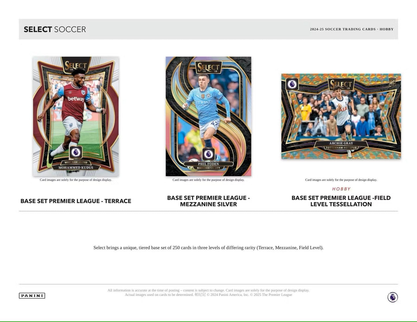 2024 - 25 Panini Select Premier League EPL Soccer Hobby Box - Columbia Hobby - Sports Card Boxes - Toploaders - Card Savers