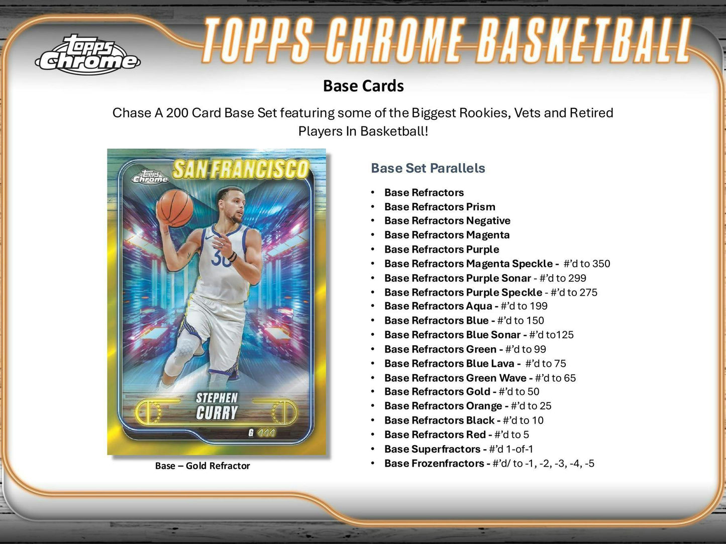 2024 - 25 Topps Chrome Basketball Hobby Box - Columbia Hobby - Sports Card Boxes - Toploaders - Card Savers