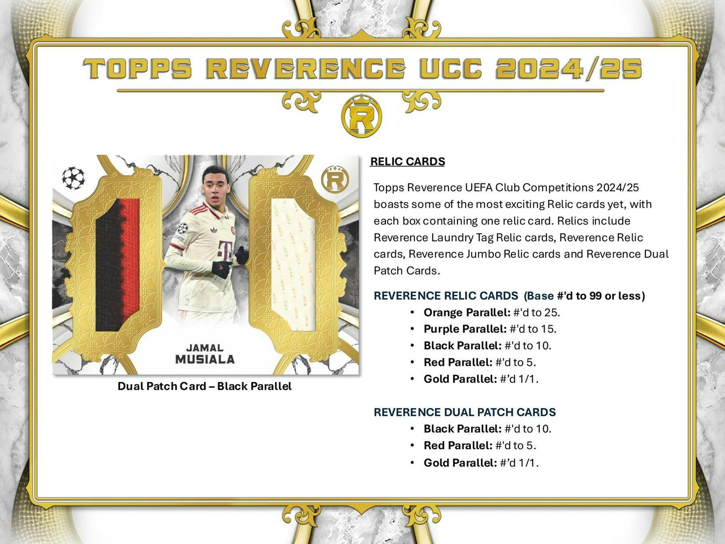 2024 - 25 Topps Reverence UEFA Club Competitions Soccer Hobby Box - Columbia Hobby - Sports Card Boxes - Toploaders - Card Savers
