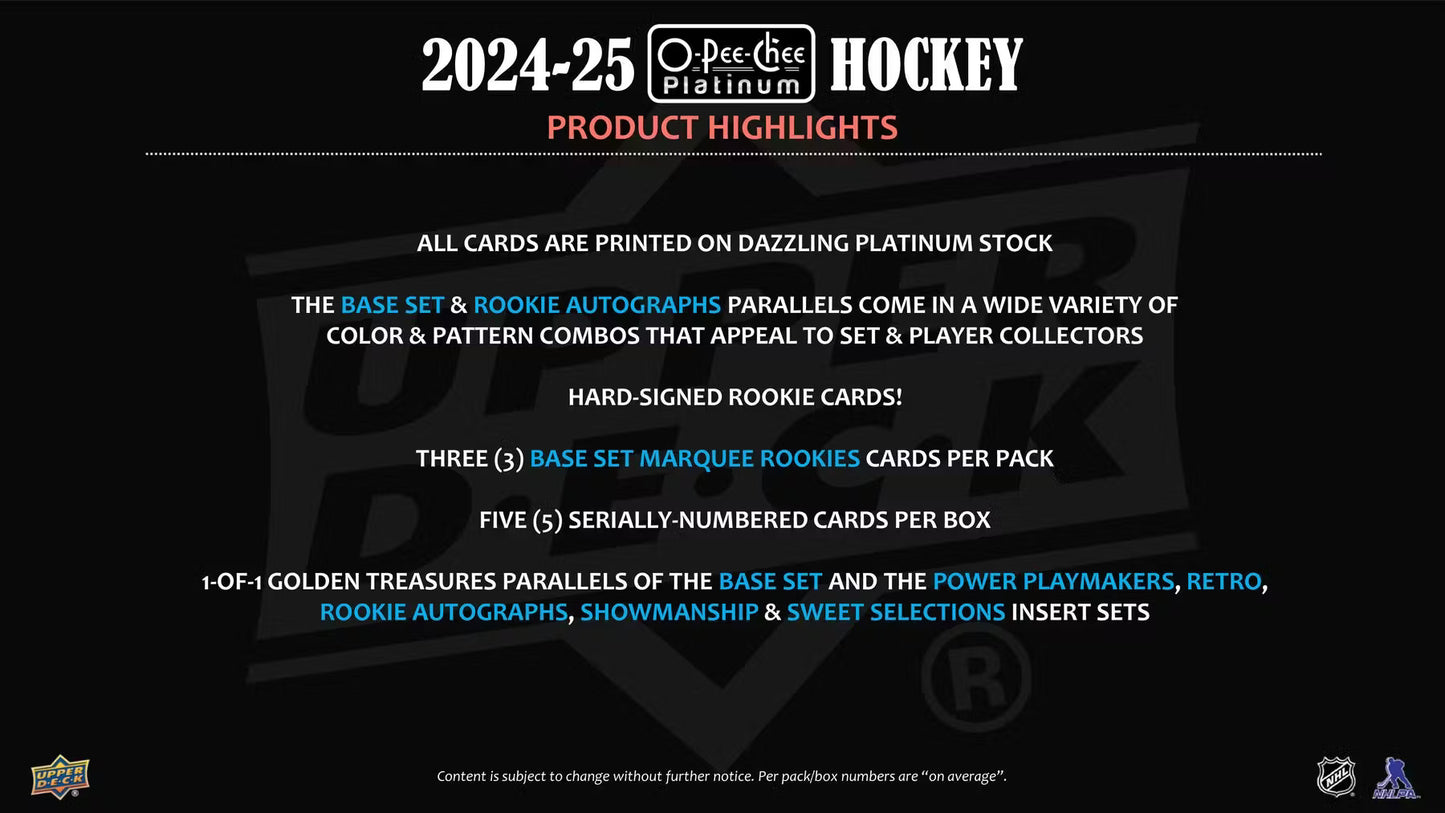 2024-25 Upper Deck O-Pee-Chee Platinum Hockey Hobby Box