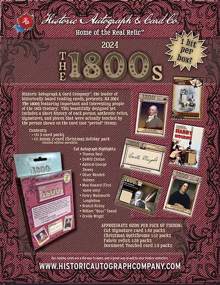 2024 Historic Autographs The 1800s - Columbia Hobby - Sports Card Boxes - Toploaders - Card Savers