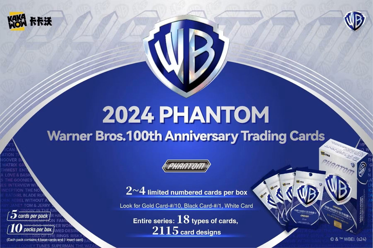 2024 Kakawow Warner Brothers Phantom 100th Anniversary Trading Cards Hobby Box - Columbia Hobby - Sports Card Boxes - Toploaders - Card Savers