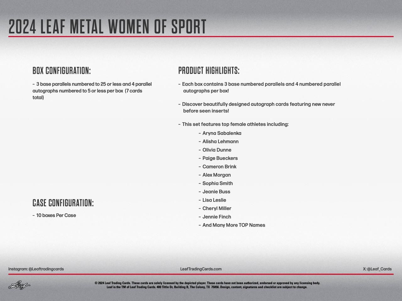 2024 Leaf Metal Women of Sport Box - Columbia Hobby - Sports Card Boxes - Toploaders - Card Savers