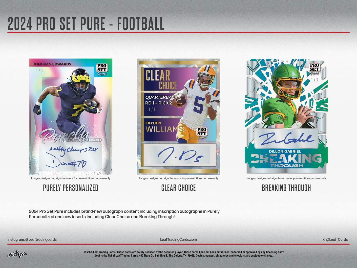 2024 Leaf Pro Set Pure Football Hobby Box - Columbia Hobby - Sports Card Boxes - Toploaders - Card Savers