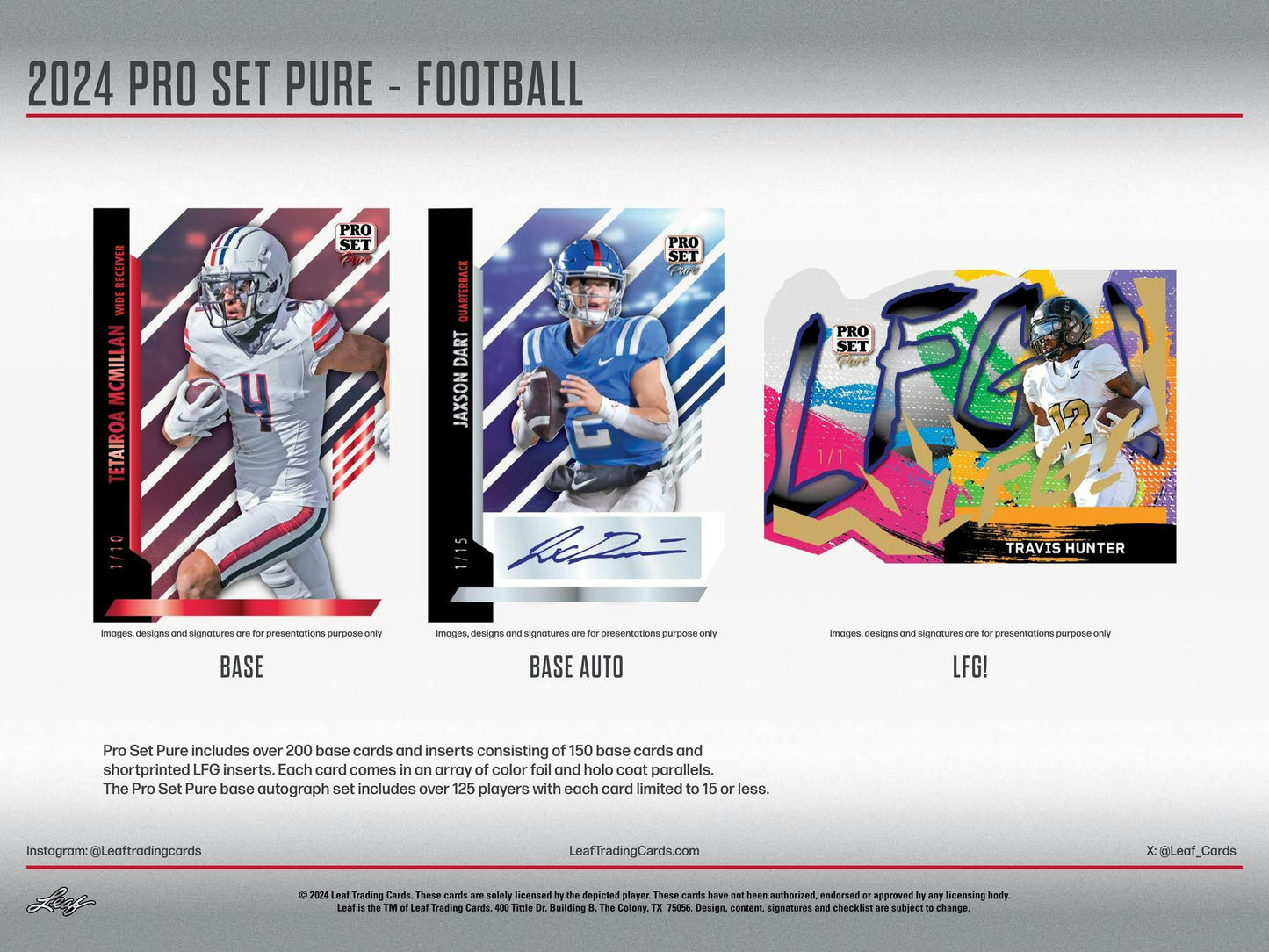2024 Leaf Pro Set Pure Football Hobby Box - Columbia Hobby - Sports Card Boxes - Toploaders - Card Savers