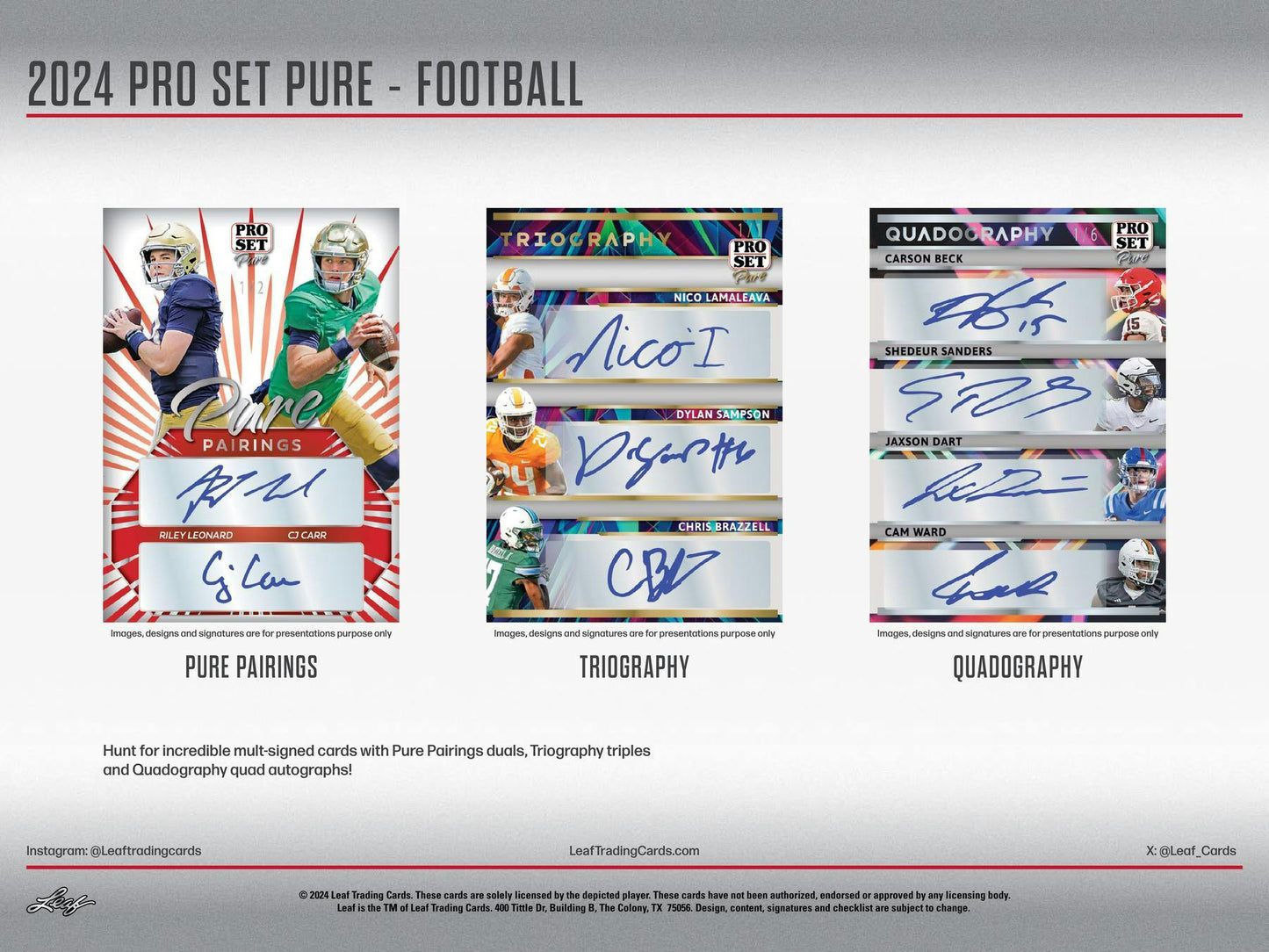 2024 Leaf Pro Set Pure Football Hobby Box - Columbia Hobby - Sports Card Boxes - Toploaders - Card Savers